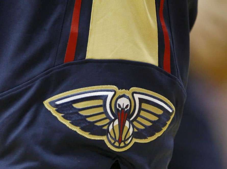 A detail shot of the pelican logo on the shorts Arinze Onuaku #21 of the New Orleans Pelicans in a preseason NBA game against the Houston Rockets on October 5, 2013 at Toyota Center in Houston, Texas. The Pelicans won 116 to 115.