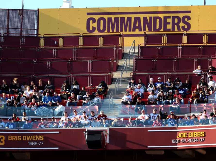 Fans look on during the second half of the New York Giants and Washington Commanders game at FedExField on November 19, 2023 in Landover, Maryland.