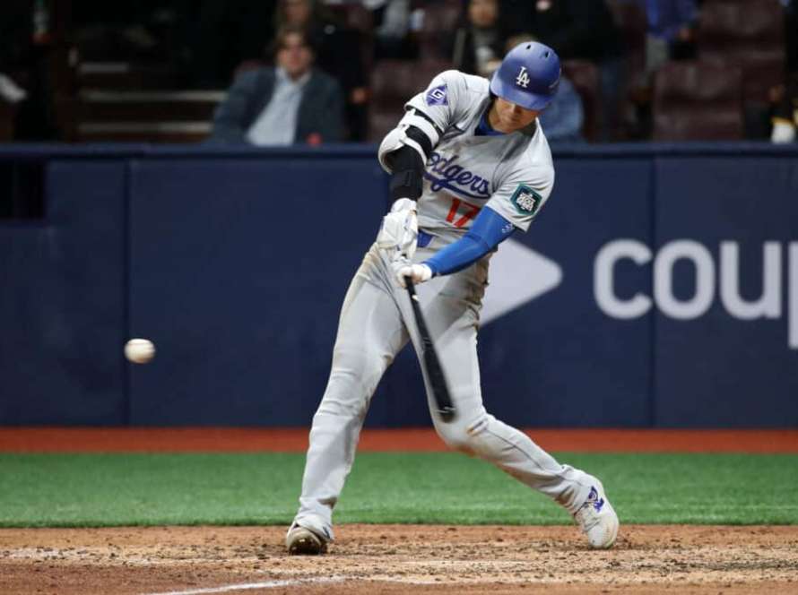 SEOUL, SOUTH KOREA - MARCH 20: Shohei Ohtani #17 of the Los Angeles Dodgers grounds out in the 7th inning during the 2024 Seoul Series game between Los Angeles Dodgers and San Diego Padres at Gocheok Sky Dome on March 20, 2024 in Seoul, South Korea.