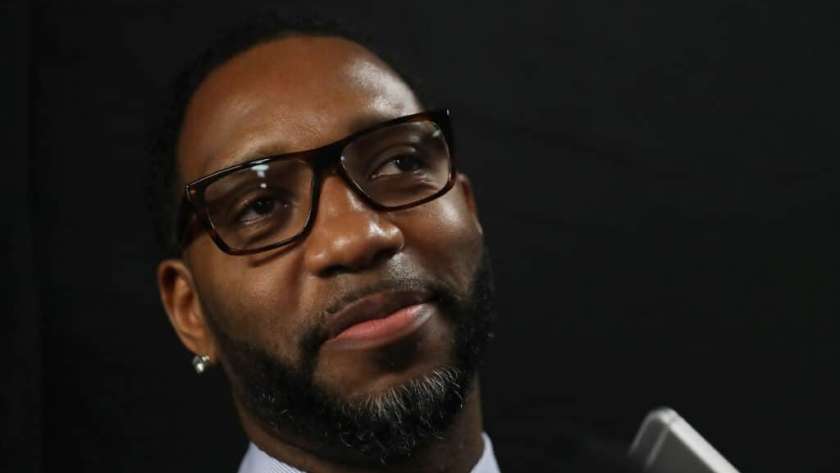 Naismith Memorial Basketball Hall of Fame finalist Tracy McGrady is interviewed during the 2017 Naismith Memorial Basketball Hall of Fame announcement at Smoothie King Center on February 18, 2017 in New Orleans, Louisiana.