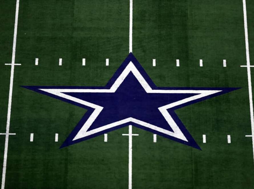 The Dallas Cowboys logo at AT&T Stadium on September 30, 2018 in Arlington, Texas.