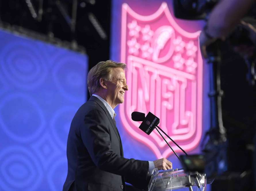 NFL Commissioner Roger Goodell speaks onstage to kick off round one of the 2022 NFL Draft on April 28, 2022 in Las Vegas, Nevada.