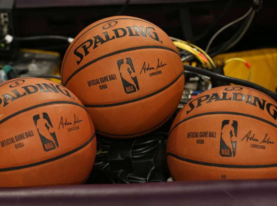 NBA game balls before the Portland Trail Blazers versus the Los Angles Lakers game on November 14, 2018, at Staples Center in Los Angeles, CA.
