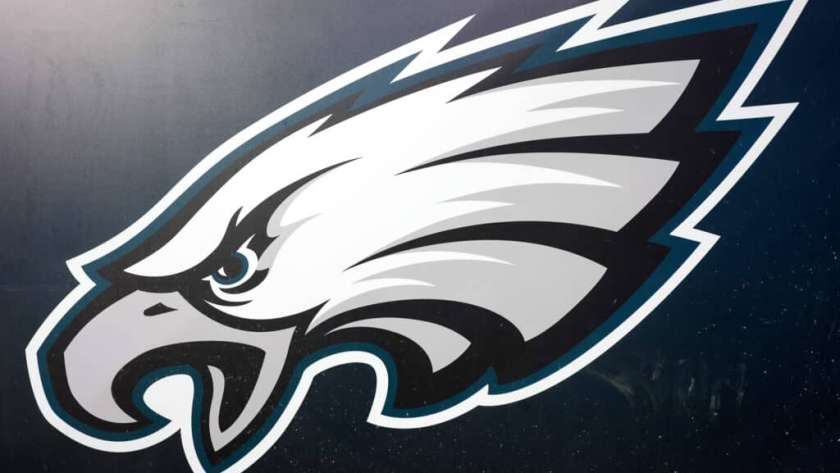 A general view of a Philadelphia Eagles logo prior to a game against the New York Giants in the NFC Divisional Playoff game at Lincoln Financial Field on January 21, 2023 in Philadelphia, Pennsylvania.