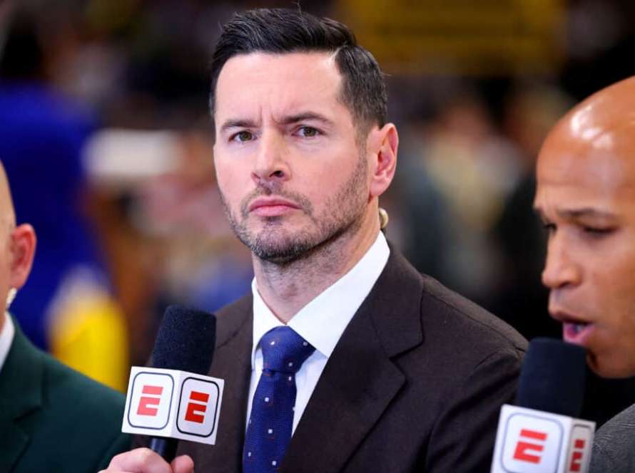 DENVER, COLORADO - DECEMBER 25: Former NBA player JJ Redick works for ESPN at Ball Arena on December 25, 2023 in Denver, Colorado. NOTE TO USER: User expressly acknowledges and agrees that, by downloading and/or using this Photograph, user is consenting to the terms and conditions of the Getty Images License Agreement.