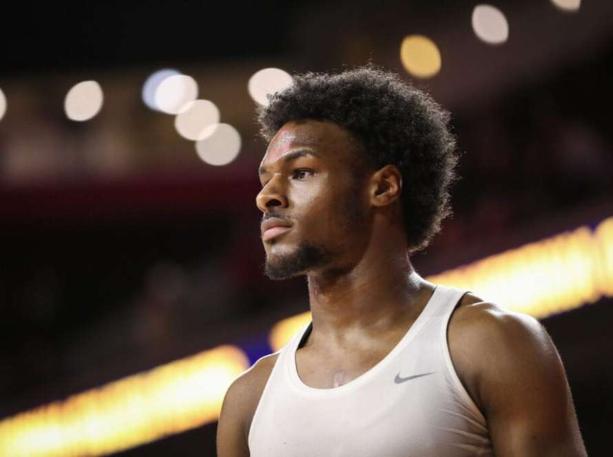LOS ANGELES, CALIFORNIA - JANUARY 03: Bronny James #6 of the USC Trojans warms up before the game against the California Golden Bears at Galen Center on January 03, 2024 in Los Angeles, California.