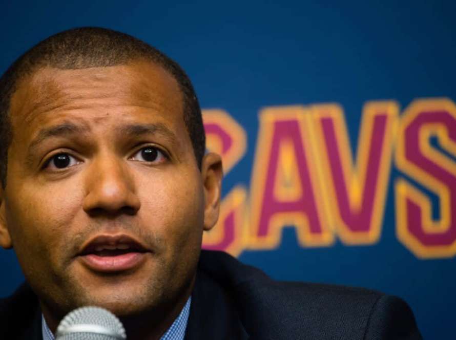 Cleveland Cavaliers general manager Koby Altman answers questions during a press conference to introduce Isaiah Thomas, Jae Crowder & Ante Zizic at Cleveland Clinic Courts on September 7, 2017 in Independence, Ohio. NOTE TO USER: User expressly acknowledges and agrees that, by downloading and or using this photograph, User is consenting to the terms and conditions of the Getty Images License Agreement.
