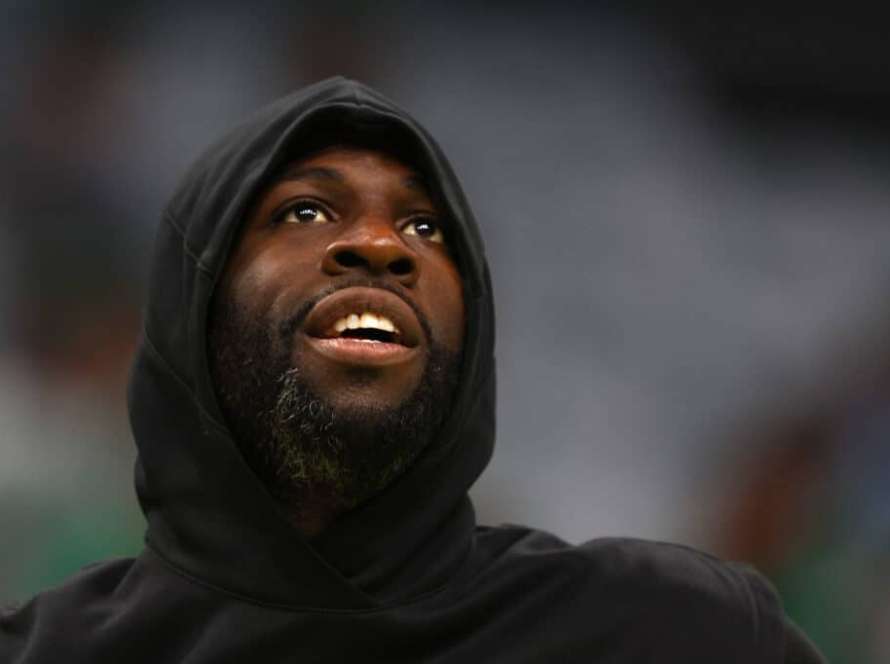 Draymond Green #23 of the Golden State Warriors looks on during warm ups prior to Game Four of the 2022 NBA Finals against the Boston Celtics at TD Garden on June 10, 2022 in Boston, Massachusetts. NOTE TO USER: User expressly acknowledges and agrees that, by downloading and/or using this photograph, User is consenting to the terms and conditions of the Getty Images License Agreement.
