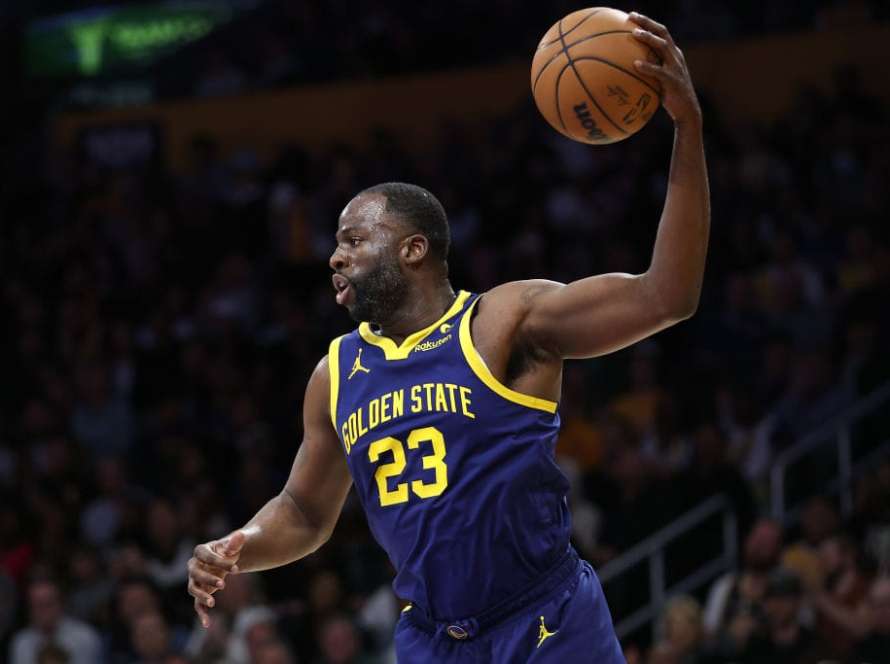 Draymond Green #23 of the Golden State Warriors rebounds during the first half of a game against the Los Angeles Lakers at Crypto.com Arena on March 16, 2024 in Los Angeles, California.