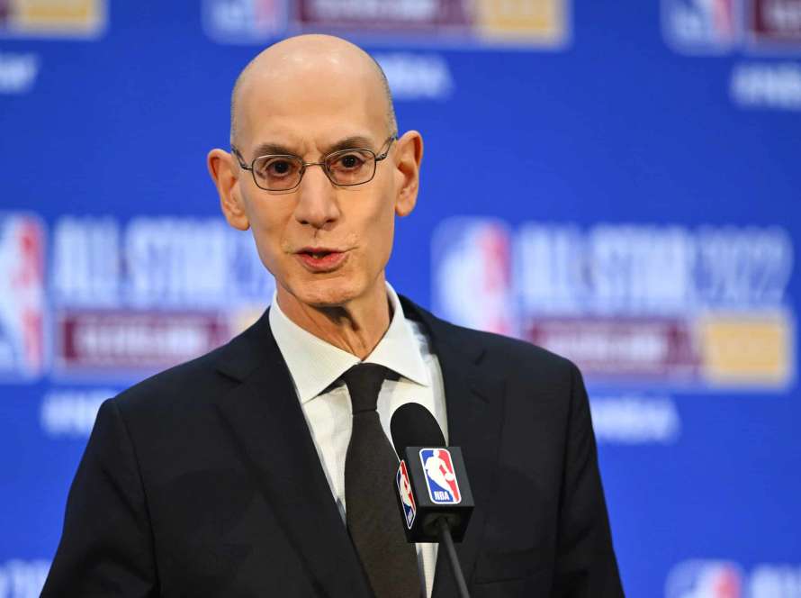 CLEVELAND, OHIO - FEBRUARY 19: NBA Commissioner Adam Silver speaks to the media during a press conference as part of the 2022 All-Star Weekend at Rocket Mortgage Fieldhouse on February 19, 2022 in Cleveland, Ohio. NOTE TO USER: User expressly acknowledges and agrees that, by downloading and or using this photograph, User is consenting to the terms and conditions of the Getty Images License Agreement.