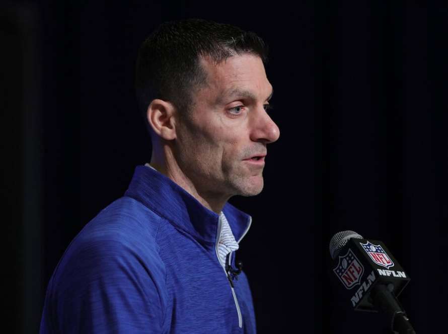 INDIANAPOLIS, INDIANA - FEBRUARY 28: General Manager Nick Caserio of the Houston Texans speaks to the media during the NFL Combine at the Indiana Convention Center on February 28, 2023 in Indianapolis, Indiana.