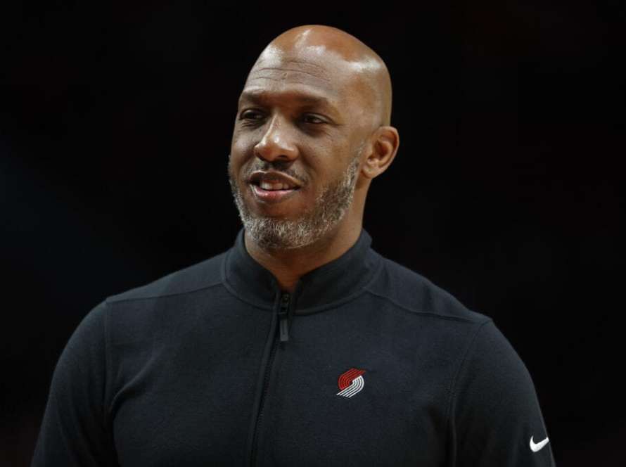 Head coach Chauncey Billups of the Portland Trail Blazers reacts during the first quarter against the San Antonio Spurs at Moda Center on January 23, 2023 in Portland, Oregon. NOTE TO USER: User expressly acknowledges and agrees that, by downloading and/or using this photograph, User is consenting to the terms and conditions of the Getty Images License Agreement.