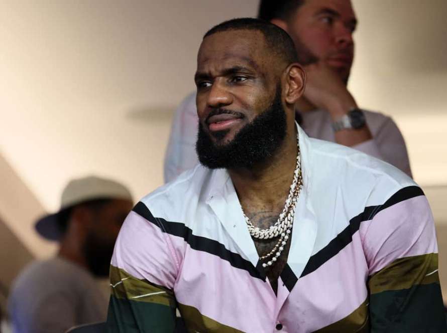 NBA player LeBron James attends Super Bowl LVI between the Los Angeles Rams and the Cincinnati Bengals at SoFi Stadium on February 13, 2022 in Inglewood, California.