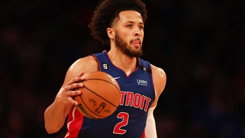 Cade Cunningham #2 of the Detroit Pistons dribbles the ball up court during the second quarter of the game against the New York Knicks at Madison Square Garden on October 21, 2022 in New York City. NOTE TO USER: User expressly acknowledges and agrees that, by downloading and or using this photograph, User is consenting to the terms and conditions of the Getty Images License Agreement.